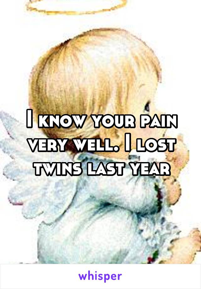 I know your pain very well. I lost twins last year