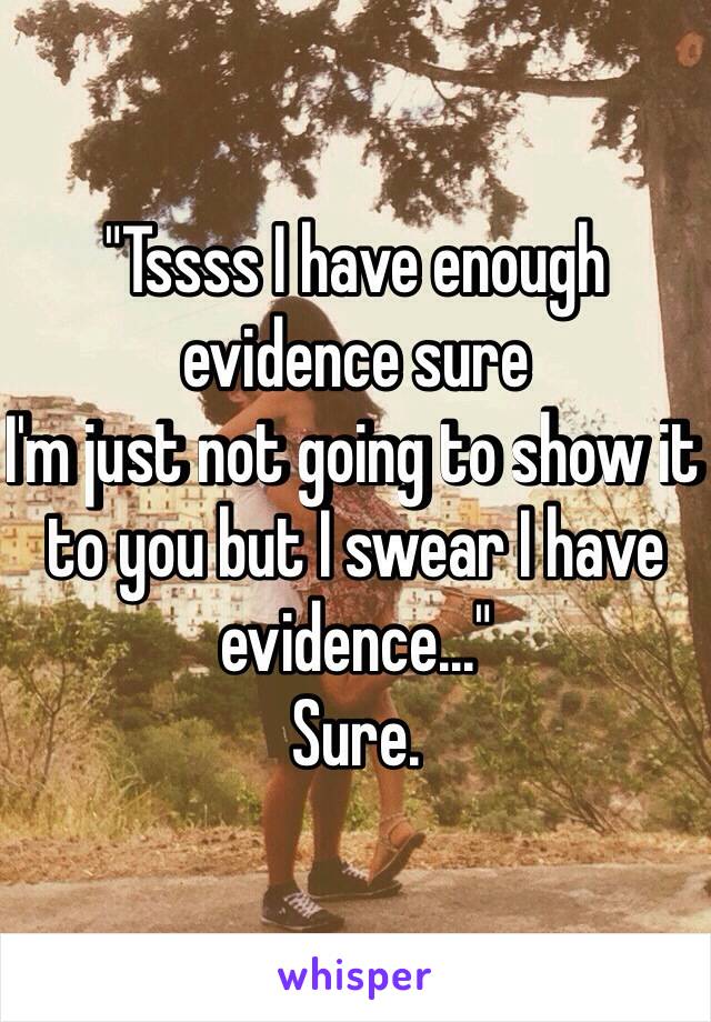 "Tssss I have enough evidence sure
I'm just not going to show it to you but I swear I have evidence..."
Sure.