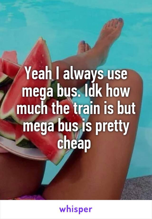 Yeah I always use mega bus. Idk how much the train is but mega bus is pretty cheap 