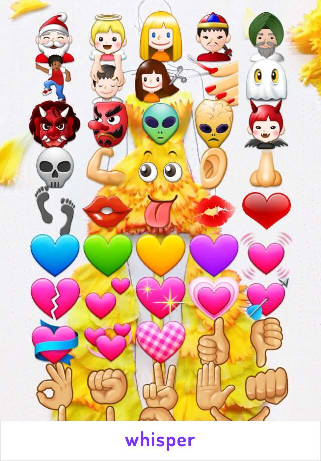 🎅👼👱👲👳💃💆💇💅👻👹👺👽👾👿💀💪👀👂👃👣👄👅💋❤💙💚💛💜💓💔💕💖💗💘💝💞💟👍👎👌✊✌✋👊☝👆👇👈👉