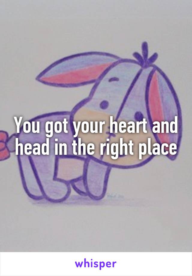 You got your heart and head in the right place