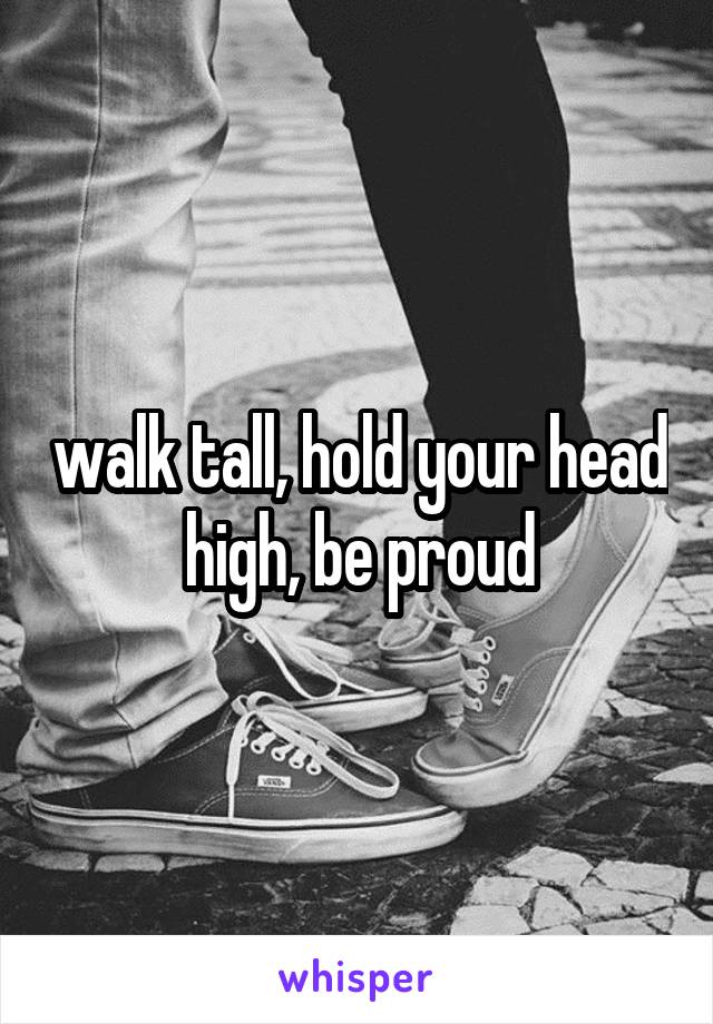 walk tall, hold your head high, be proud