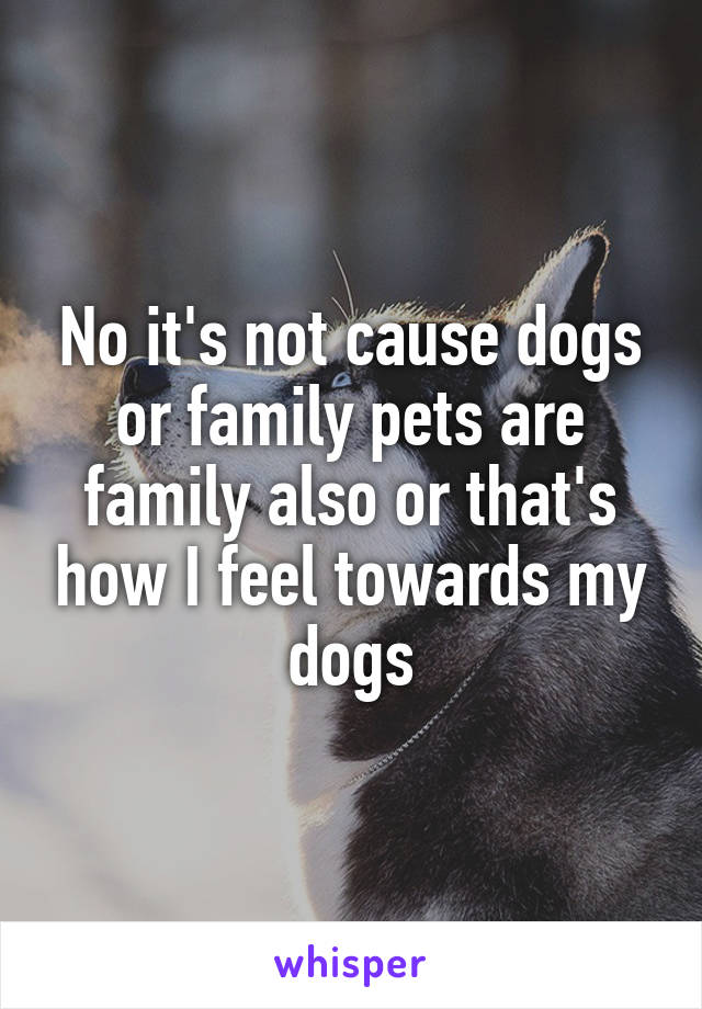 No it's not cause dogs or family pets are family also or that's how I feel towards my dogs