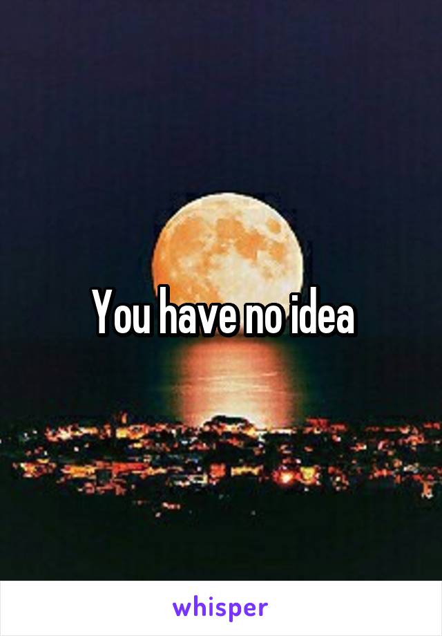 You have no idea