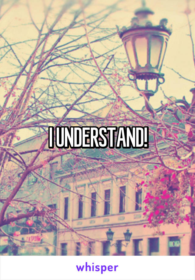 I UNDERSTAND!