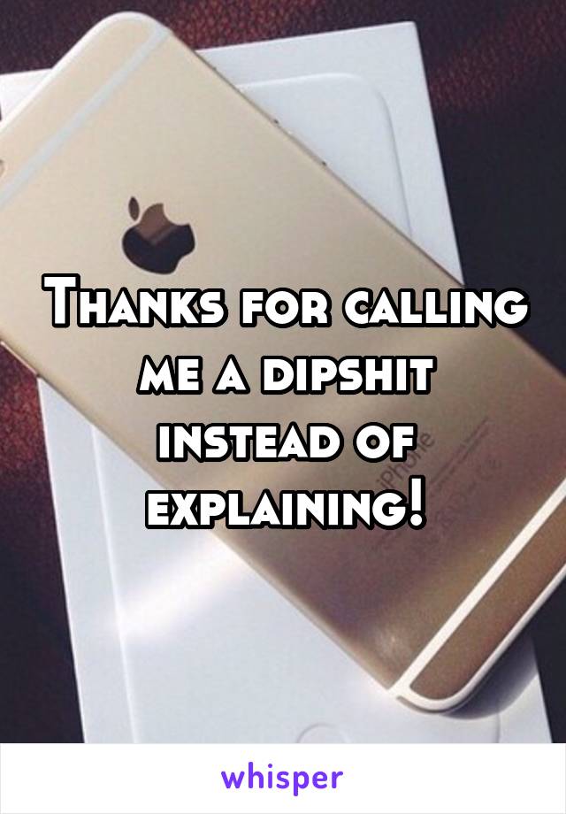 Thanks for calling me a dipshit instead of explaining!