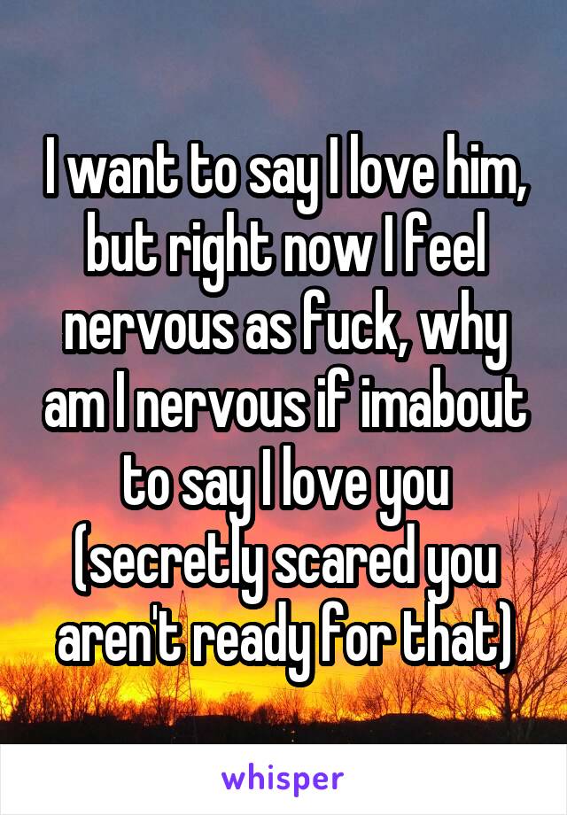 I want to say I love him, but right now I feel nervous as fuck, why am I nervous if imabout to say I love you (secretly scared you aren't ready for that)