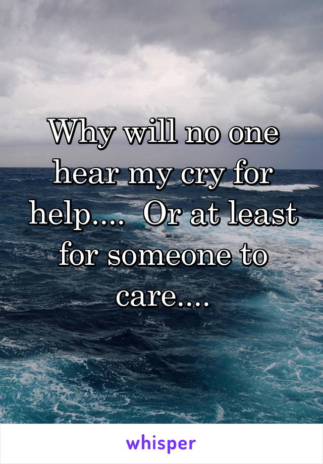 Why will no one hear my cry for help....  Or at least for someone to care....
 