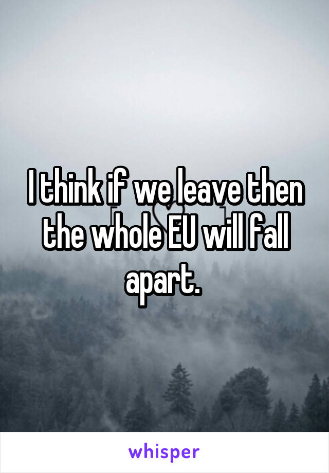 I think if we leave then the whole EU will fall apart. 