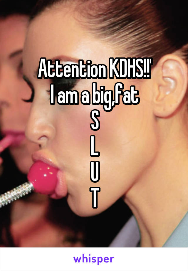 Attention KDHS!!'
I am a big,fat
S
L
U
T