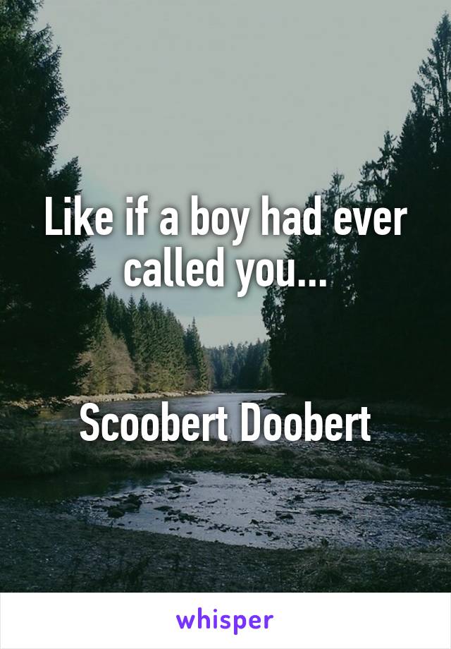 Like if a boy had ever called you...


Scoobert Doobert