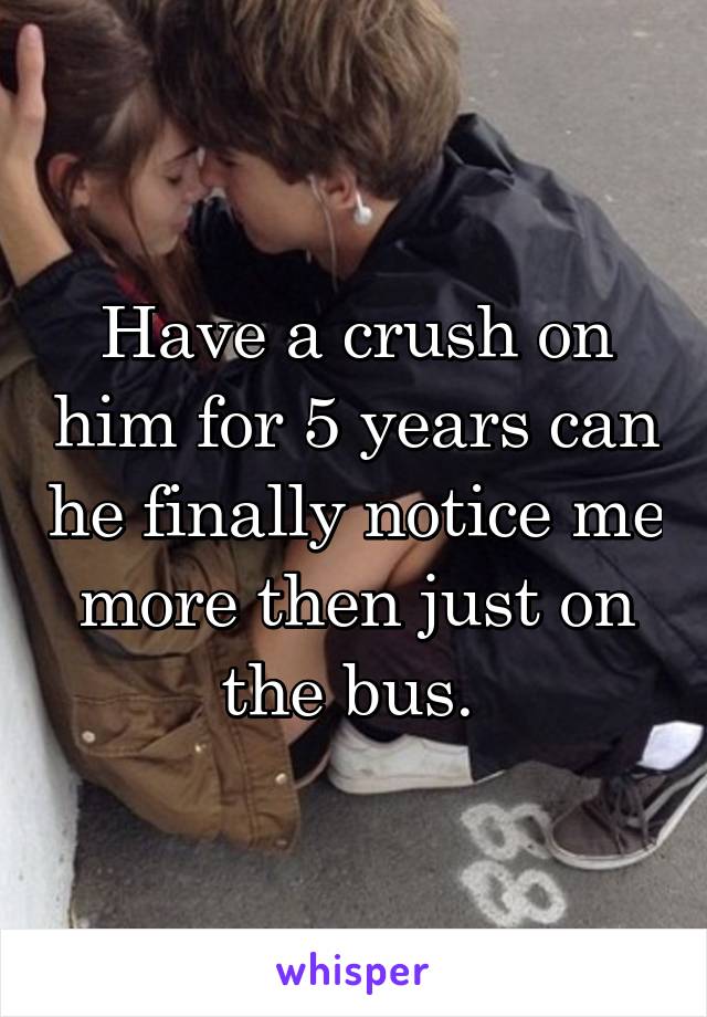 Have a crush on him for 5 years can he finally notice me more then just on the bus. 