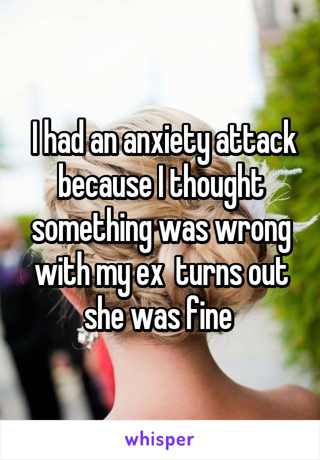 I had an anxiety attack because I thought something was wrong with my ex  turns out she was fine 