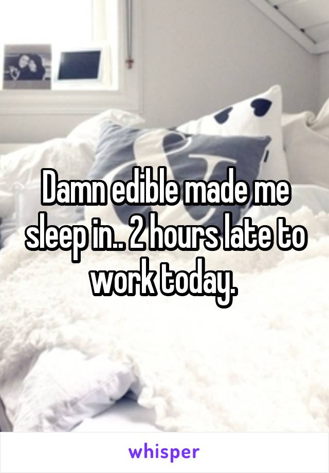 Damn edible made me sleep in.. 2 hours late to work today. 