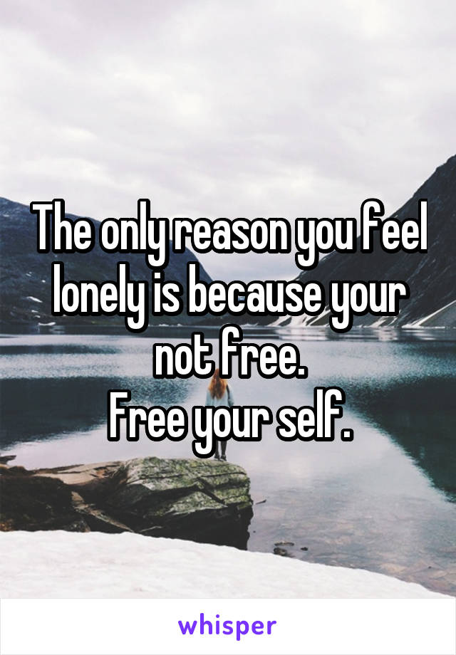 The only reason you feel lonely is because your not free.
Free your self.