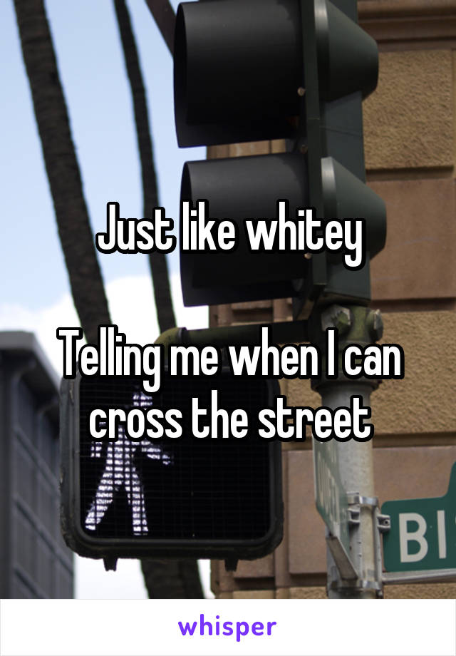 Just like whitey

Telling me when I can cross the street