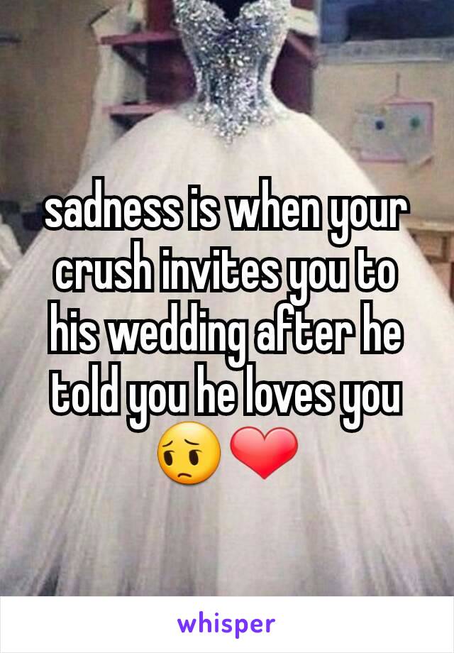 sadness is when your crush invites you to his wedding after he told you he loves you 😔❤