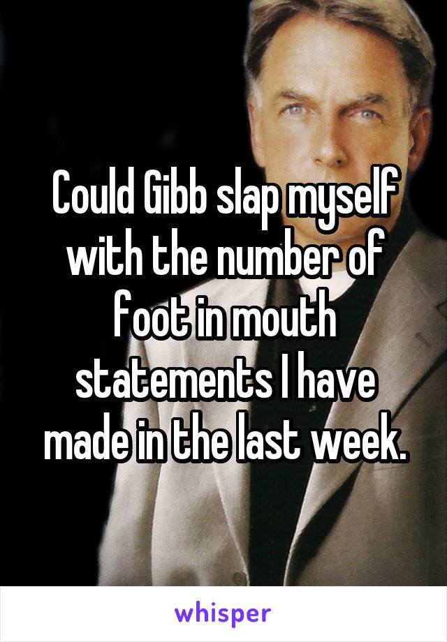 Could Gibb slap myself with the number of foot in mouth statements I have made in the last week.