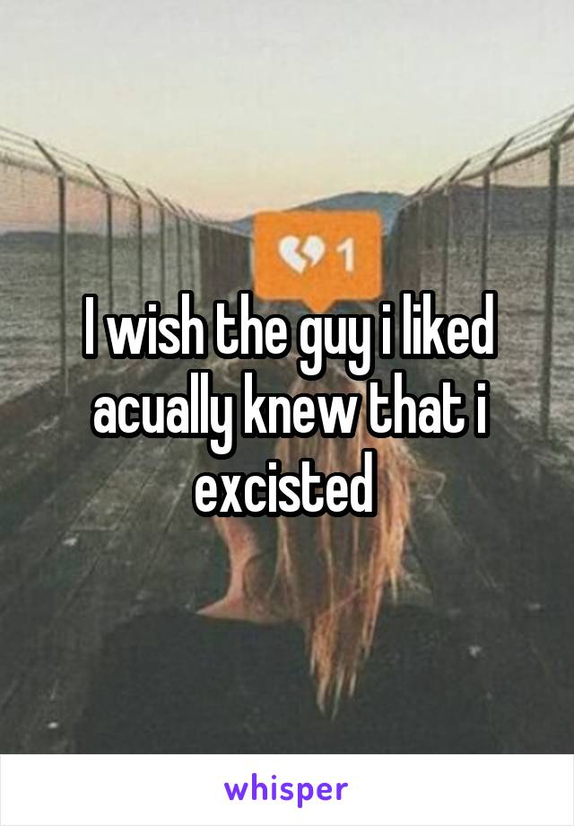 I wish the guy i liked acually knew that i excisted 