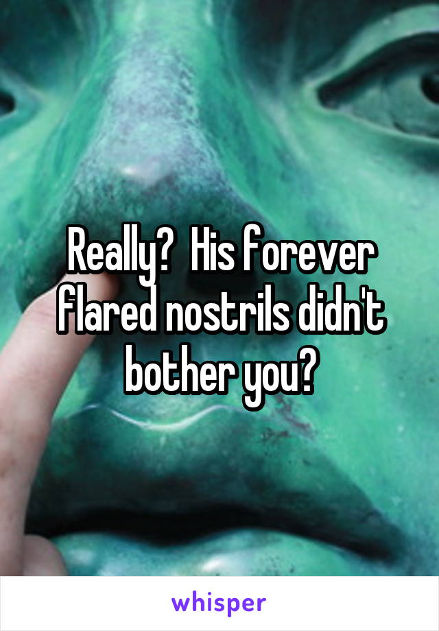 Really?  His forever flared nostrils didn't bother you?