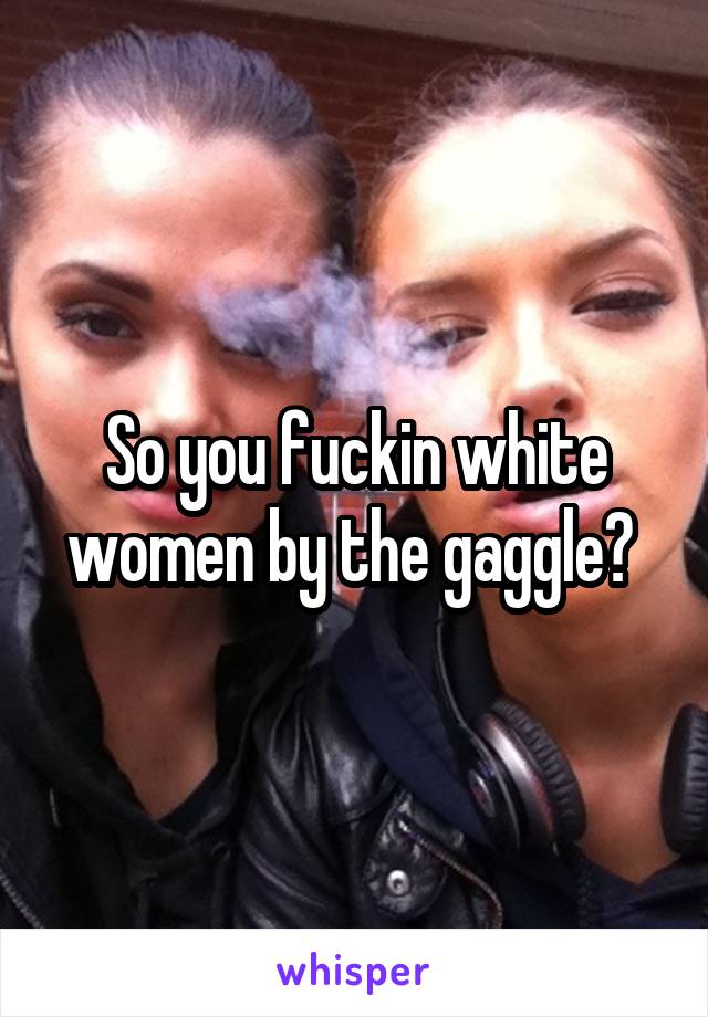 So you fuckin white women by the gaggle? 