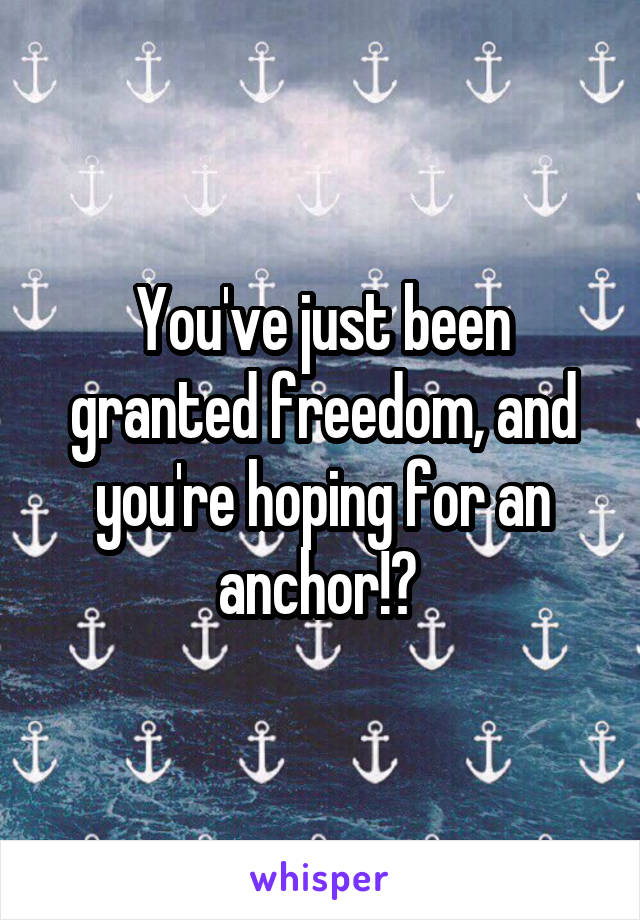 You've just been granted freedom, and you're hoping for an anchor!? 