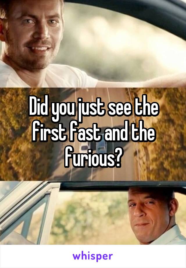 Did you just see the first fast and the furious?