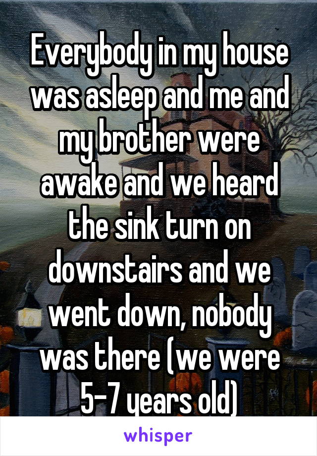 Everybody in my house was asleep and me and my brother were awake and we heard the sink turn on downstairs and we went down, nobody was there (we were 5-7 years old)