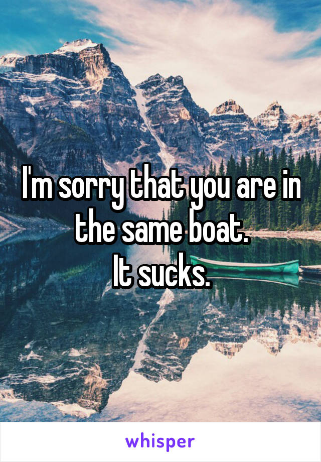 I'm sorry that you are in the same boat.
It sucks.