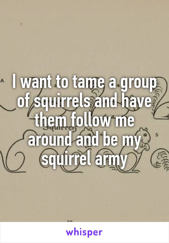 I want to tame a group of squirrels and have them follow me around and be my squirrel army