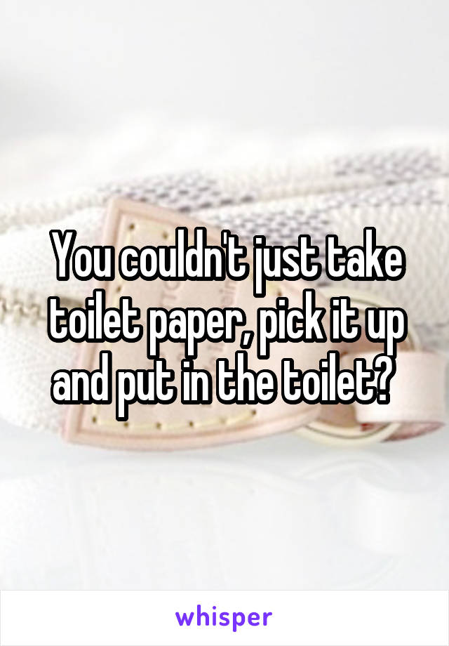 You couldn't just take toilet paper, pick it up and put in the toilet? 