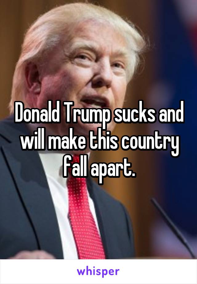 Donald Trump sucks and will make this country fall apart.