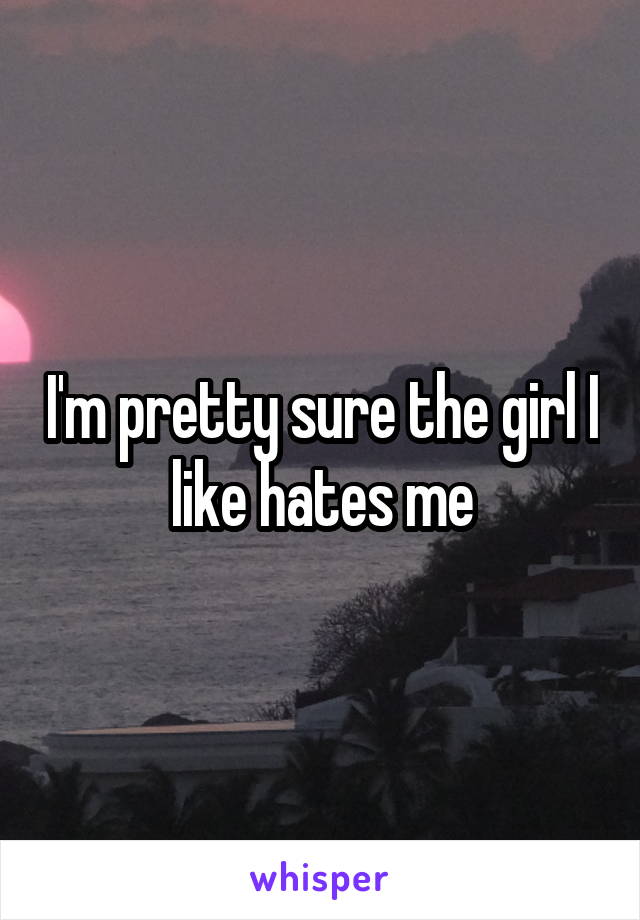 I'm pretty sure the girl I like hates me