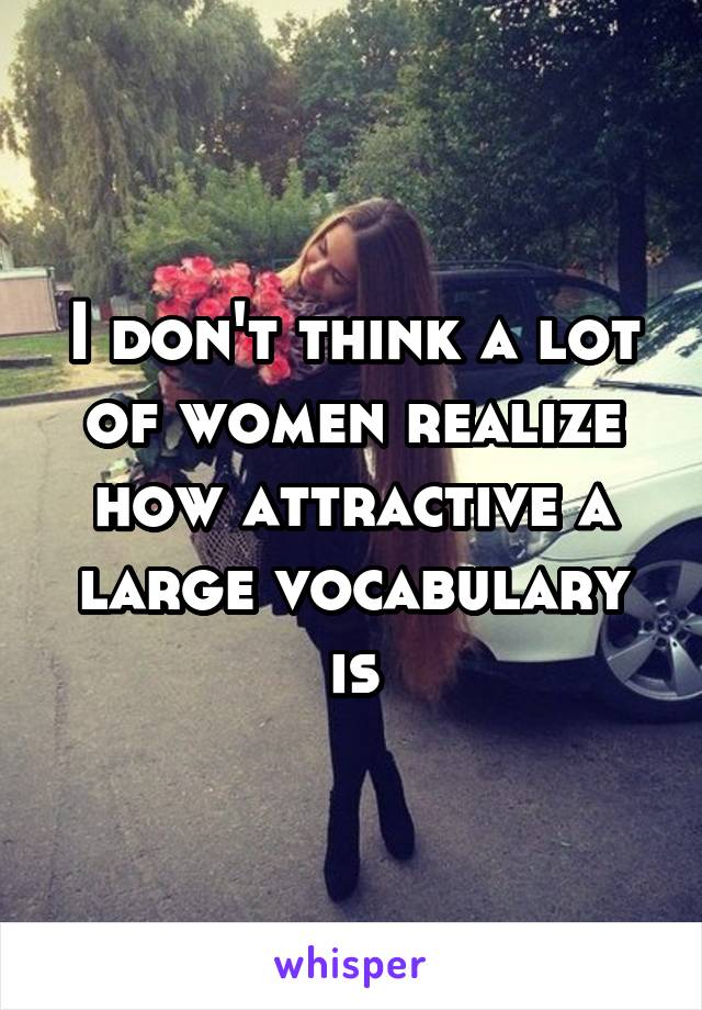 I don't think a lot of women realize how attractive a large vocabulary is