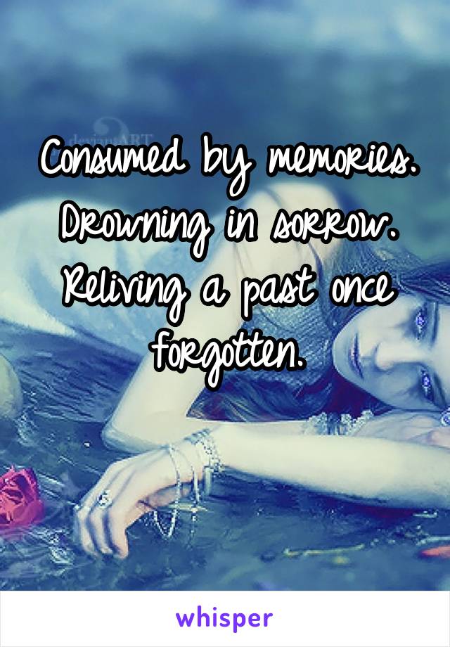 Consumed by memories.
Drowning in sorrow.
Reliving a past once forgotten.

