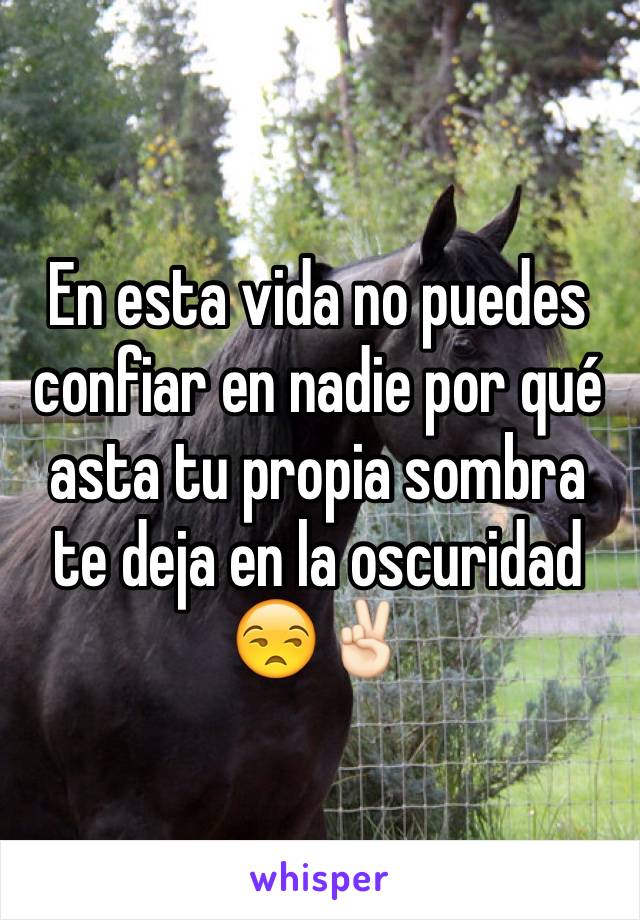 En esta vida no puedes confiar en nadie por qué  asta tu propia sombra te deja en la oscuridad 😒✌🏻️