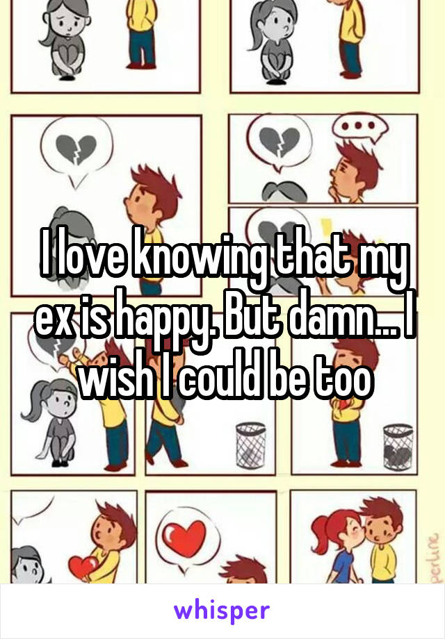 I love knowing that my ex is happy. But damn... I wish I could be too