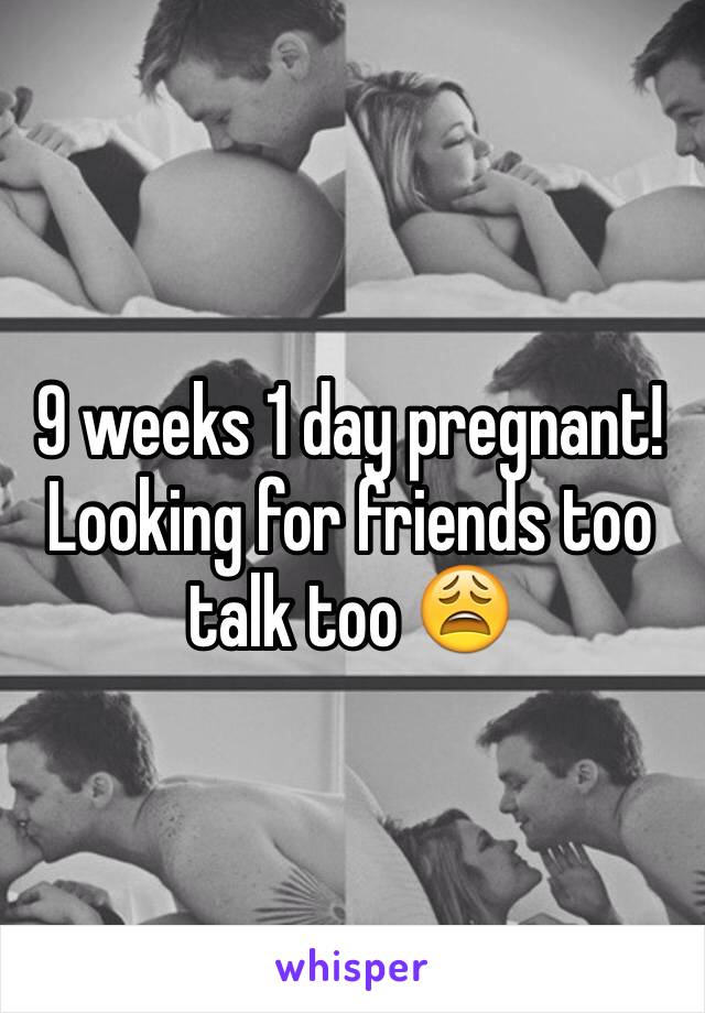 9 weeks 1 day pregnant! 
Looking for friends too talk too 😩