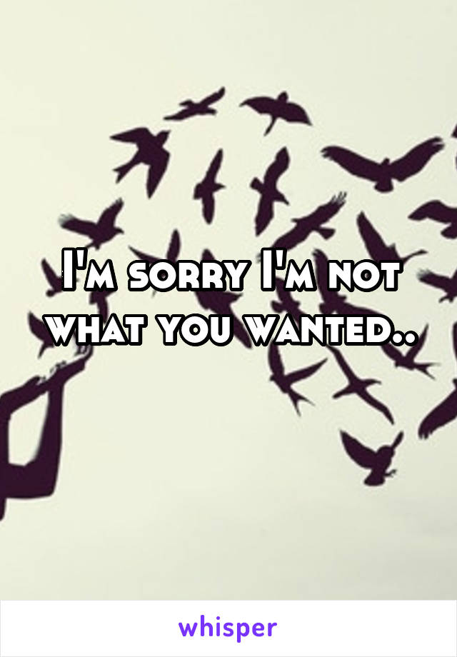 I'm sorry I'm not what you wanted..
