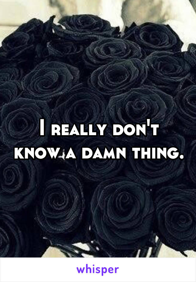 I really don't know a damn thing.