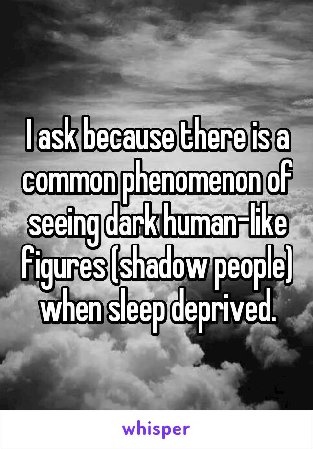 I ask because there is a common phenomenon of seeing dark human-like figures (shadow people) when sleep deprived.