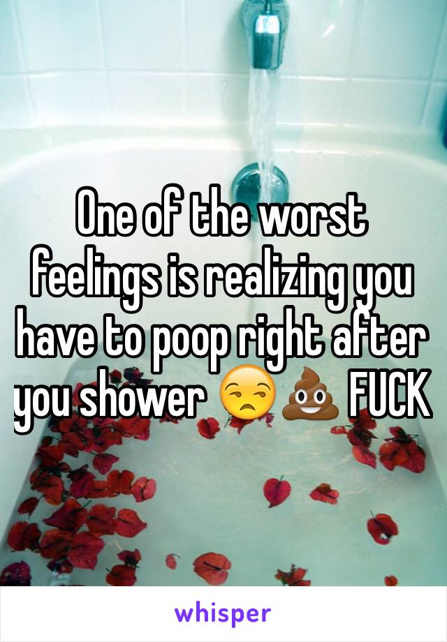 One of the worst feelings is realizing you have to poop right after you shower 😒💩 FUCK