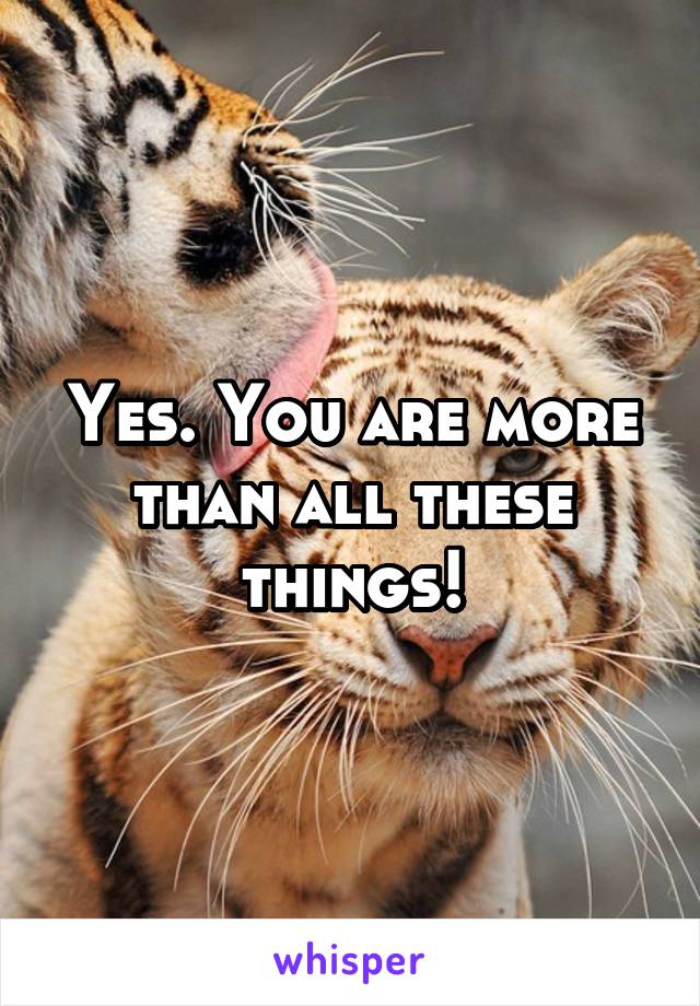 Yes. You are more than all these things!