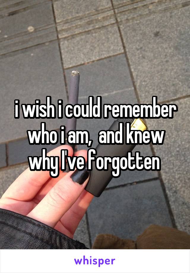 i wish i could remember who i am,  and knew why I've forgotten 