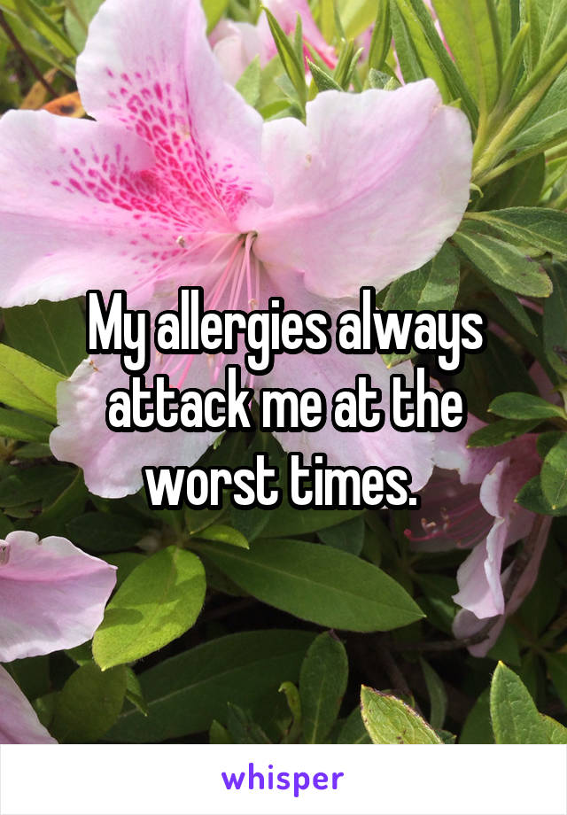 My allergies always attack me at the worst times. 