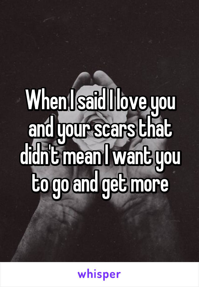 When I said I love you and your scars that didn't mean I want you to go and get more