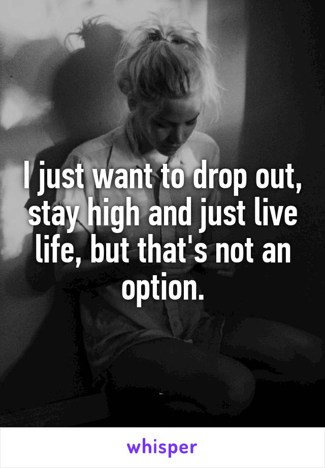 I just want to drop out, stay high and just live life, but that's not an option.