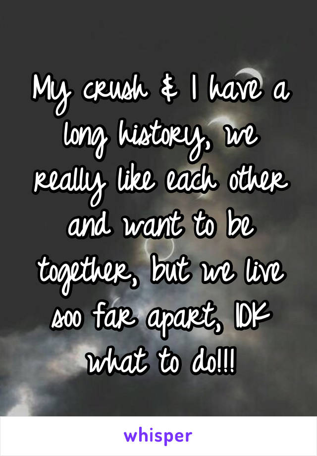 My crush & I have a long history, we really like each other and want to be together, but we live soo far apart, IDK what to do!!!