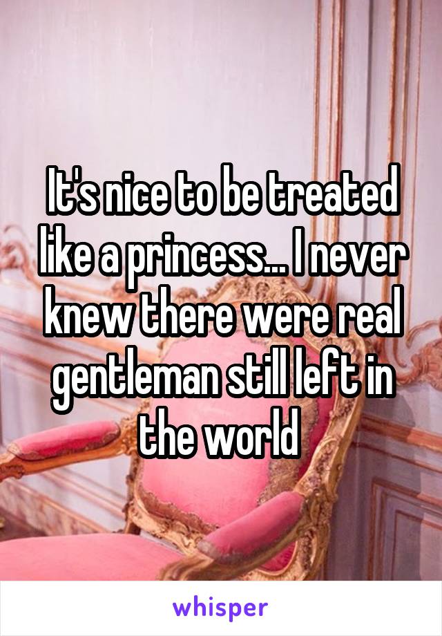 It's nice to be treated like a princess... I never knew there were real gentleman still left in the world 