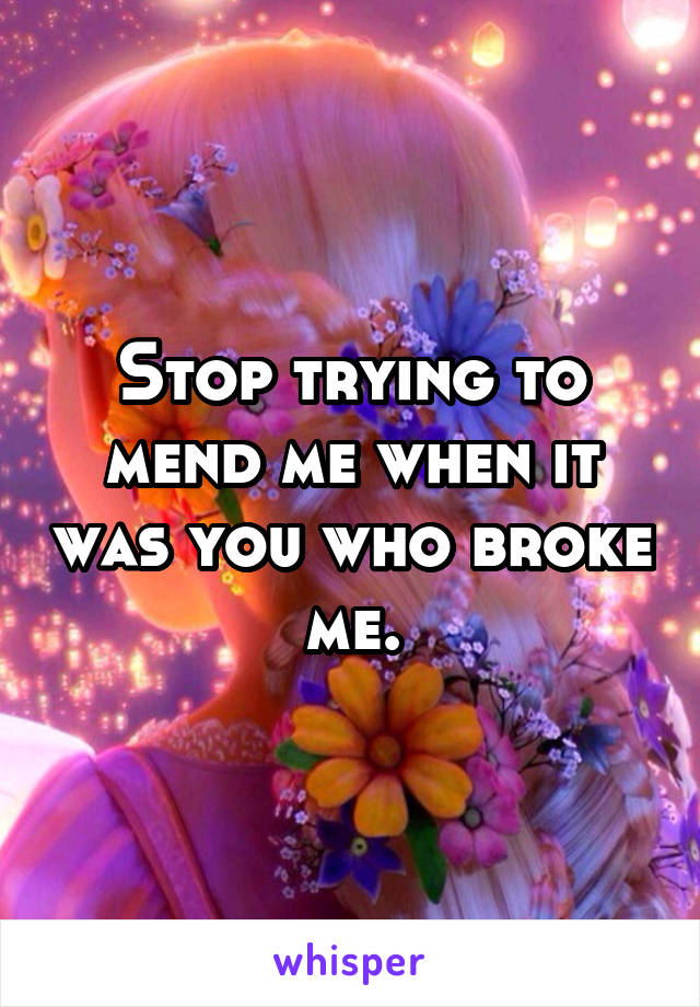 Stop trying to mend me when it was you who broke me.